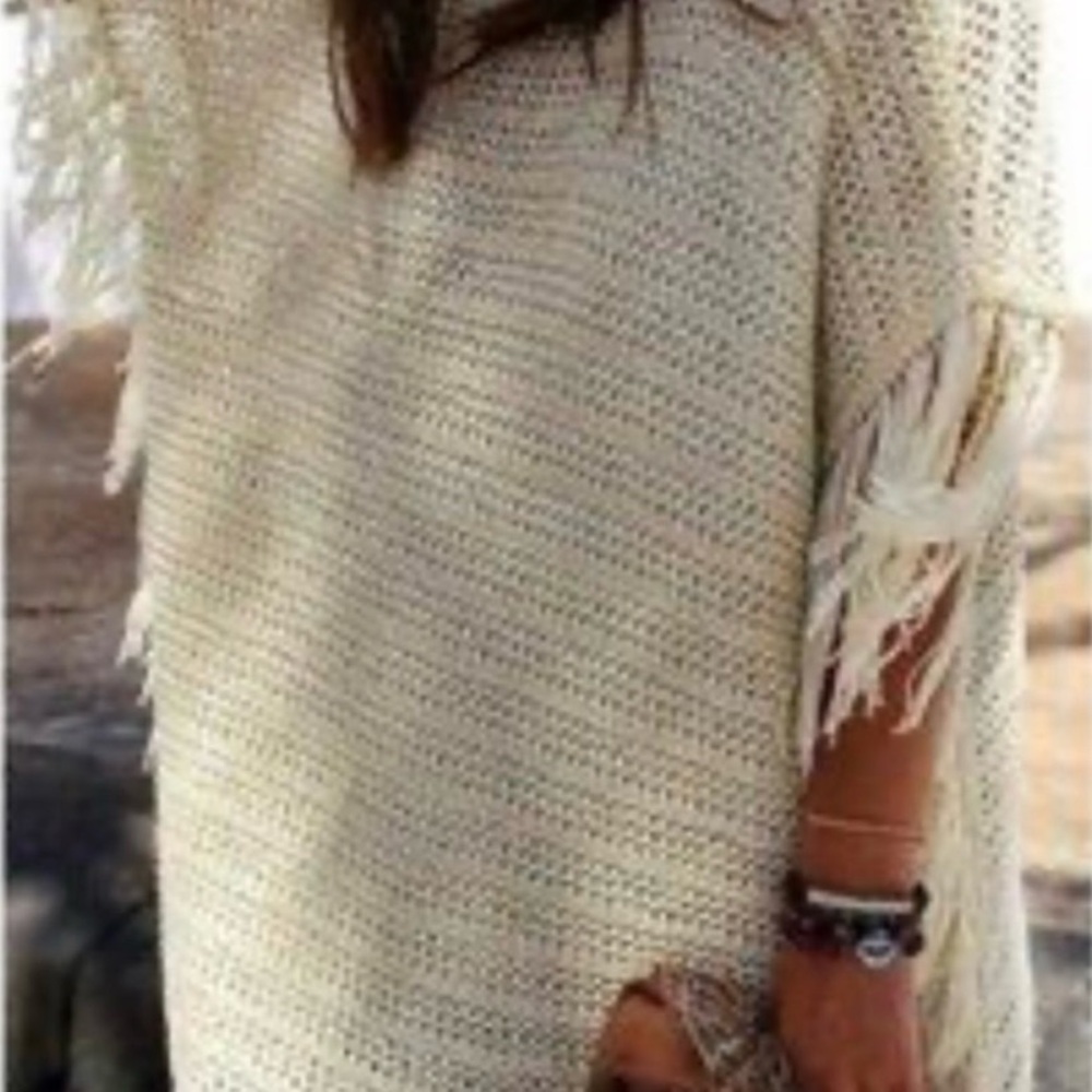 Zara Beige Knit Women's Poncho